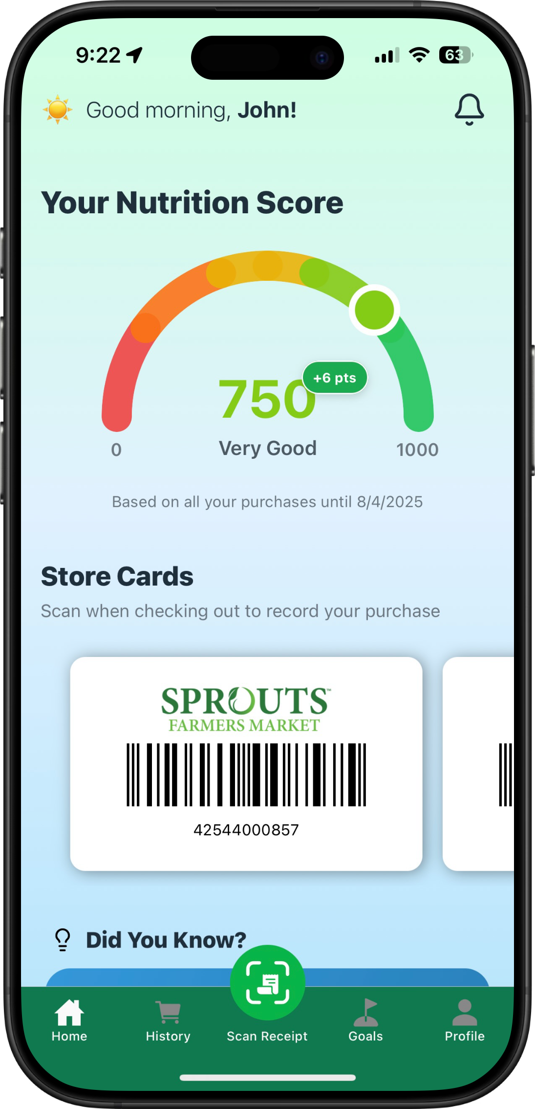 Peppermint app interface showing nutrition tracking dashboard